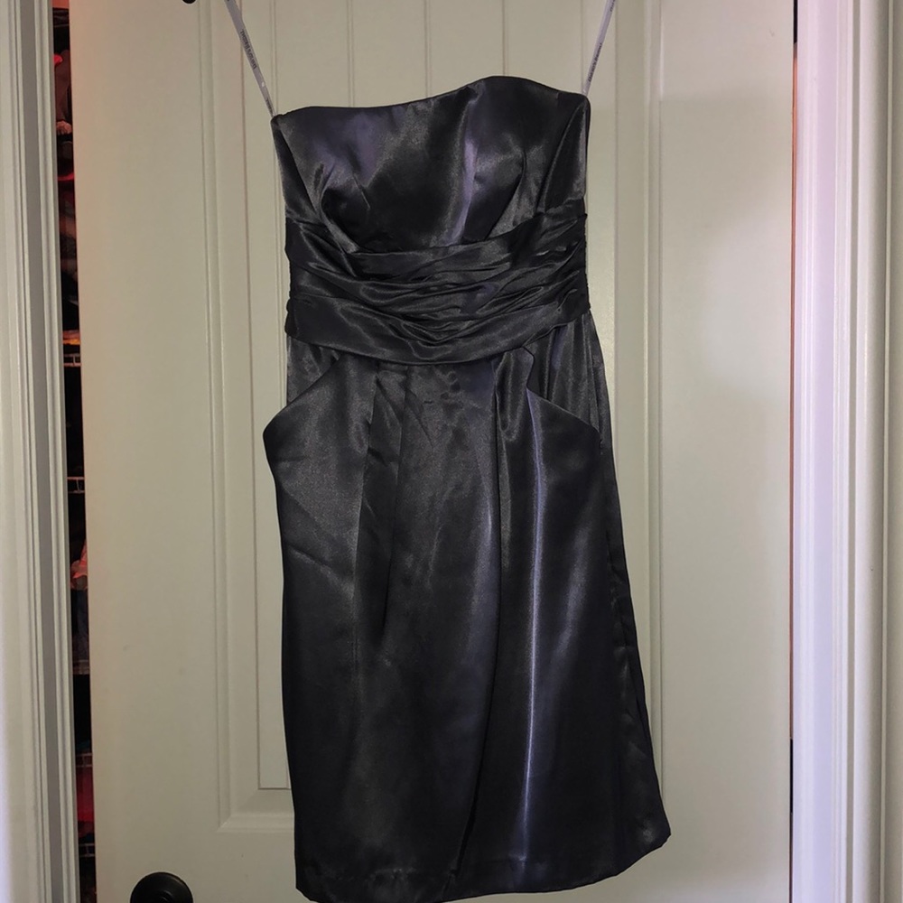David’s bridal size 2 strapless pewter dress